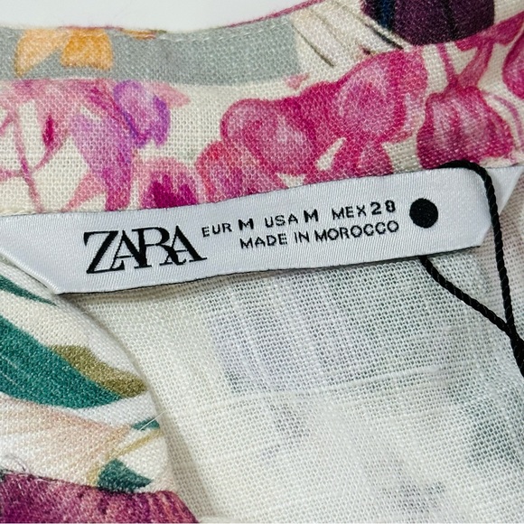 ZARA mini dress BELTED FLORAL button up dress or tunic top simply CHIC BOHO M - Picture 12 of 15